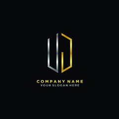 letter UJ Minimalist style of gold and silver. luxury minimalist logo for business