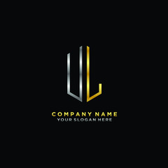 letter UL Minimalist style of gold and silver. luxury minimalist logo for business