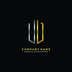 letter UV Minimalist style of gold and silver. luxury minimalist logo for business
