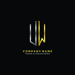 Fototapeta na wymiar letter UW Minimalist style of gold and silver. luxury minimalist logo for business