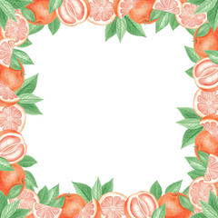 Fototapeta na wymiar Grapefruit square frame