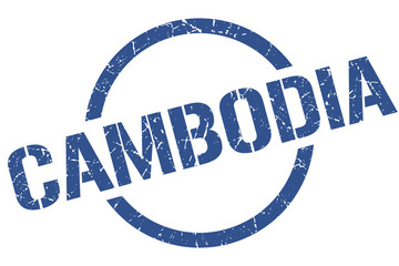 Cambodia stamp. Cambodia grunge round isolated sign