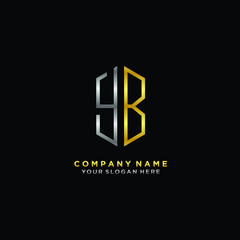 Obraz premium letter YB Minimalist style of gold and silver. luxury minimalist logo for business