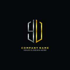 Obraz premium letter YV Minimalist style of gold and silver. luxury minimalist logo for business