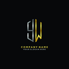 letter YW Minimalist style of gold and silver. luxury minimalist logo for business