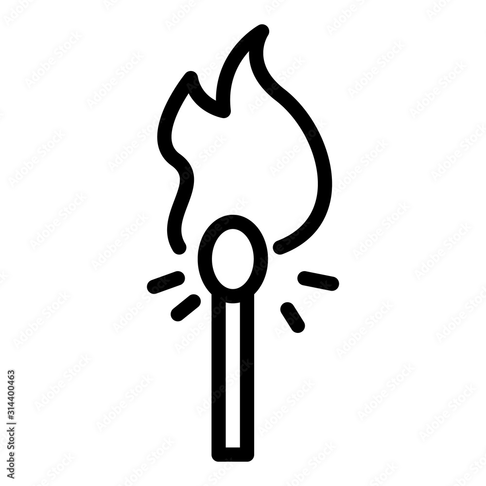Poster burning match icon. outline burning match vector icon for web design isolated on white background