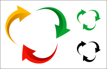 Big Set circle Arrows and directions signs. round line and arrow. Vector color circle isolated on white background.