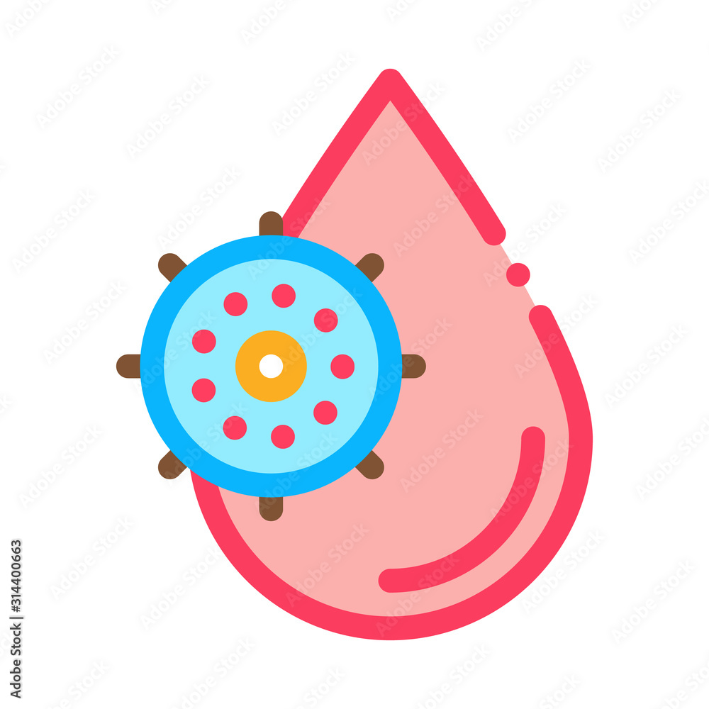 Sticker Water Drop Virus Icon Vector. Outline Water Drop Virus Sign. Isolated Contour Symbol Illustration