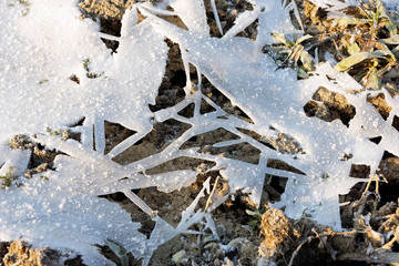 The ice on the banks of the Drava River