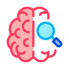 Brain Magnifier Icon Vector. Outline Brain Magnifier Sign. Isolated Contour Symbol Illustration