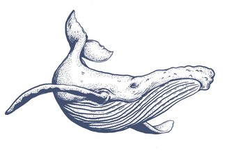 The humpback whale hand draw on white background  © saranya