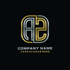 initial letter AZ logo Abstract vector minimalist. letter logo gold and silver color