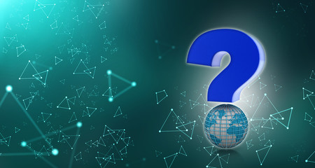 3d rendering question mark and globe