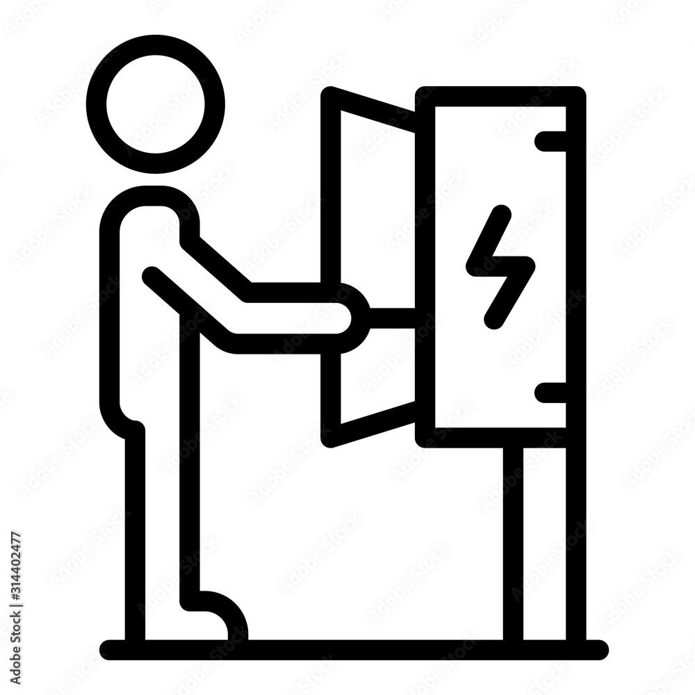 Poster electrician in service box icon. outline electrician in service box vector icon for web design isola