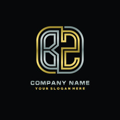 initial letter BZ logo Abstract vector minimalist. letter logo gold and silver color