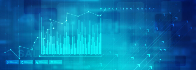 2d rendering Stock market online business concept. business Graph 