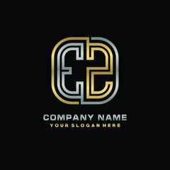 initial letter E logo Abstract vector minimalist. letter logo gold and silver color