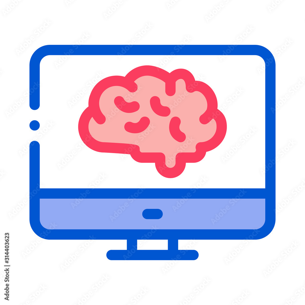 Poster brain on display icon vector. outline brain on display sign. isolated contour symbol illustration