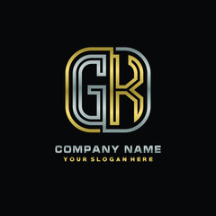 initial letter GK logo Abstract vector minimalist. letter logo gold and silver color
