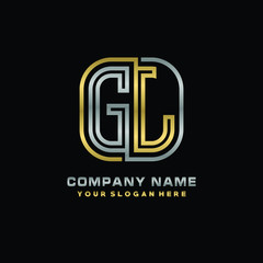 initial letter GL logo Abstract vector minimalist. letter logo gold and silver color