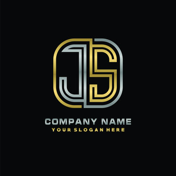 initial letter JS logo Abstract vector minimalist. letter logo gold and silver color