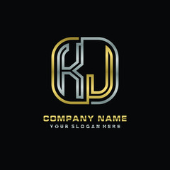 initial letter KJ logo Abstract vector minimalist. letter logo gold and silver color