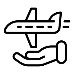 Fly airplane protection icon. Outline fly airplane protection vector icon for web design isolated on white background