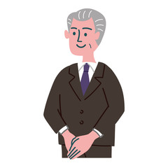 スーツ　シニア　男性　立っている