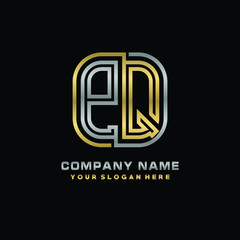 initial letter PQ logo Abstract vector minimalist. letter logo gold and silver color