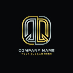 initial letter QQ logo Abstract vector minimalist. letter logo gold and silver color