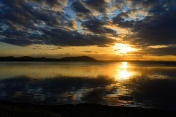 阿寒湖の夕日