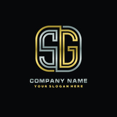 initial letter SG logo Abstract vector minimalist. letter logo gold and silver color