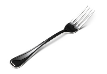Silver cutlery fork isolated on white background
