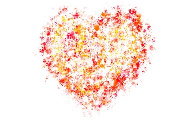 Spattered colorful heart shape isolated image