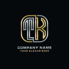 initial letter TK logo Abstract vector minimalist. letter logo gold and silver color