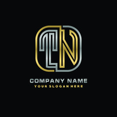 initial letter TN logo Abstract vector minimalist. letter logo gold and silver color