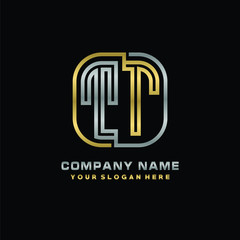 initial letter TT logo Abstract vector minimalist. letter logo gold and silver color