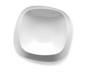 Empty ceramic plates on white background