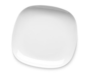 Empty ceramic plate on white background