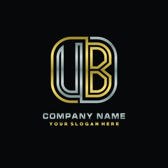 initial letter UB logo Abstract vector minimalist. letter logo gold and silver color
