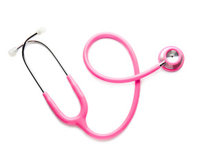 Modern stethoscope on white background