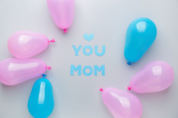 Composition for Mother's Day on grey background