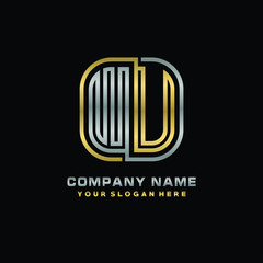 initial letter WU logo Abstract vector minimalist. letter logo gold and silver color