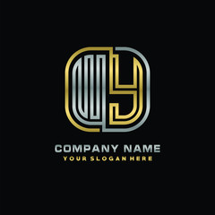 Fototapeta premium initial letter WY logo Abstract vector minimalist. letter logo gold and silver color