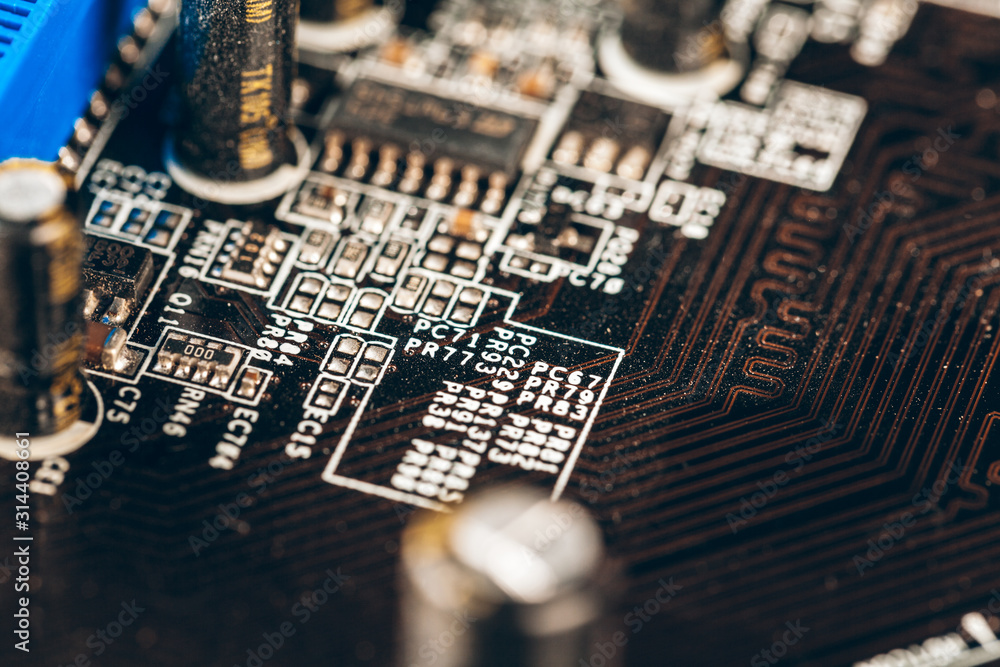 Aufkleber close up of a electronic circuit board with processor