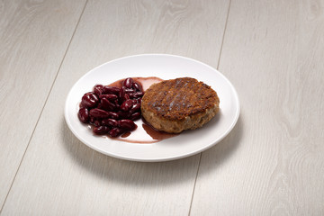 Homemade pork chops cutlets with vegetables