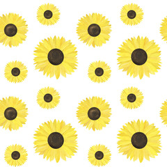  Watercolor sunflowers seamless pattern