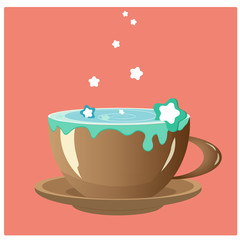 Cup of coffee and Valentine day matcha