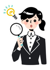 magnifying glass / office worker / woman