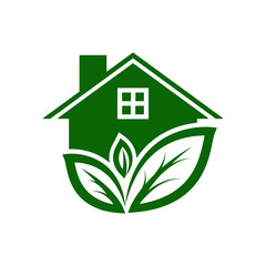 green house leaf icon logo design illustration  vector